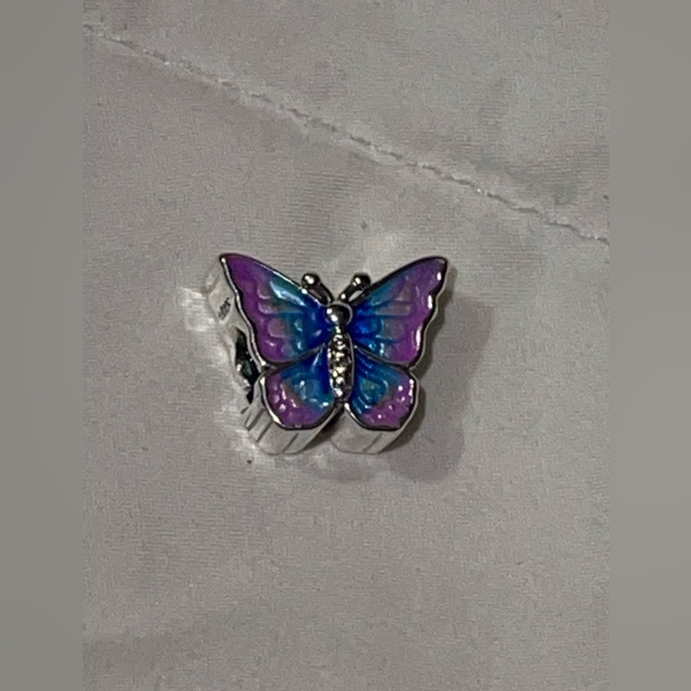 Sterling Silver 925 Multicolored Butterfly Charm